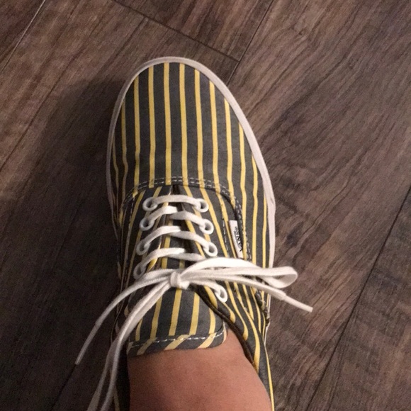 Yellow and dark gray striped vans. Men 6.5 - Picture 2 of 2